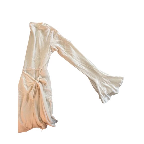 Culture Code Ruffled Belle Sleeves Wrap Tie Dress Womens Size Medium Cream New - Picture 3 of 4